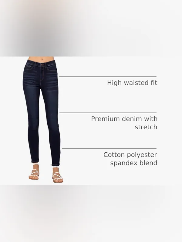 Judy Blue high rise skinny dark wash jeans size 7/28 style 82253 - Image 8