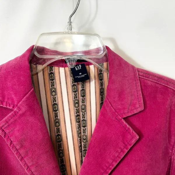 GAP Sz 16 Corduroy Blazer Jacket VTG Y2K Pink Lined Career‎ Office Corpcore 1439 - Image 8