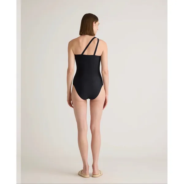 New Quince Women's Italian One Shoulder One Piece Swimsuit Black Size Medium - Image 2