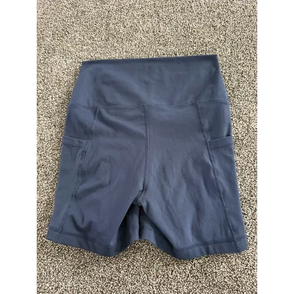 Yogalicious Lux Biker Shorts Womens M Navy Blue High Waist 5in Pockets - Image 3