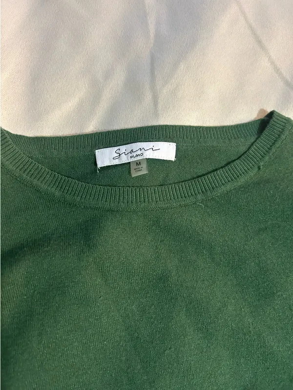 Green Floral Mesh Sleeve Sweater Statement Sleeve Top - Image 3