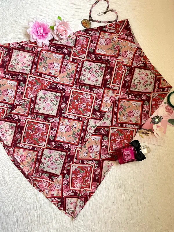 Y2K boho Luna Floral pink and red Patchwork midi skirt - Image 2
