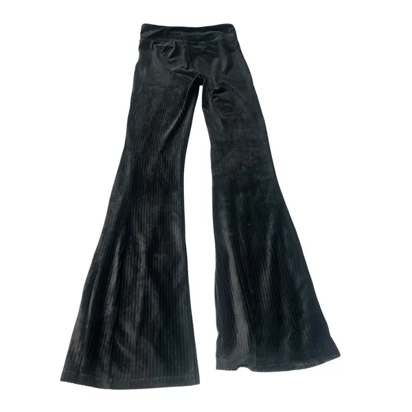 No Boundaries Womens Small 3-5 Ribbed Flare Pants Charcoal Black Y2K Bell Bottom - Image 4