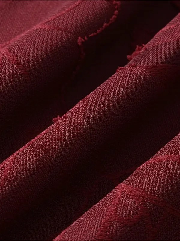 Rihoas Wine Red Square Neck Jacquard Mini Dress - Image 8