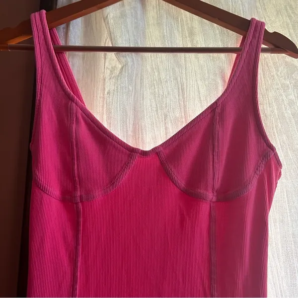 Aerie Ribbed Corset Bodycon Mini Dress‎ in Hot Pink Neon Size M - Image 4
