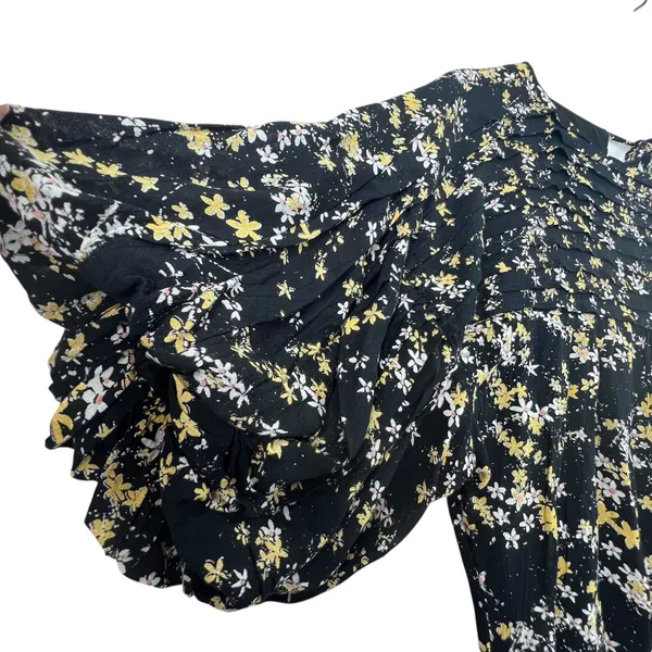 Free People Intimately‎ Bodysuit Floral Puff Sleeve Black Boho Top Womens S - Image 8