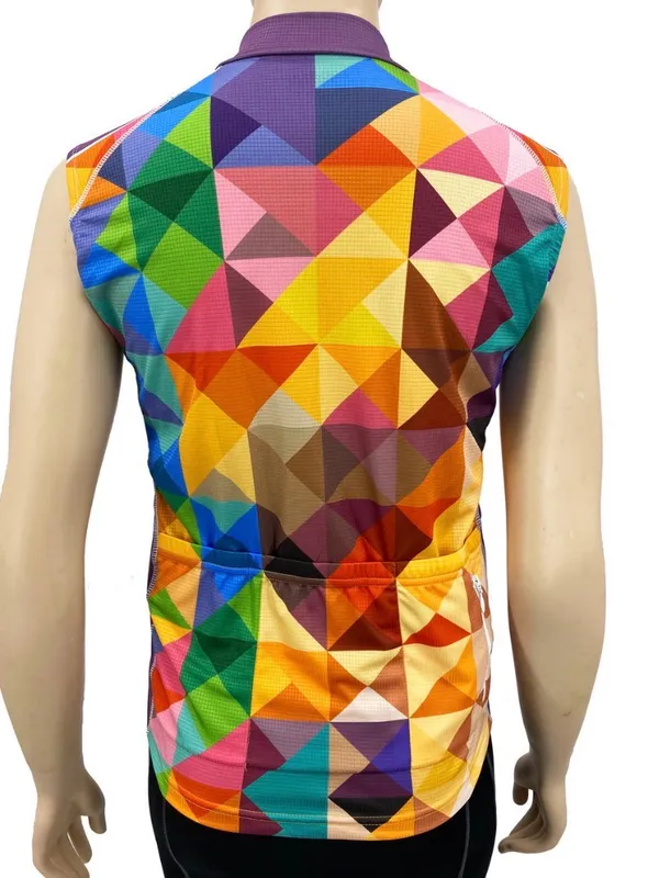 Women’s Sleeveless Geo-Print Cycling Jersey - Multicolor 3XL - Image 2