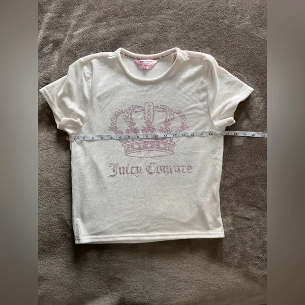 JUICY COUTURE Sparkle Gem Short Sleeve Ribbed Y2K Baby Tee Women’s Sz L EUC - Image 7