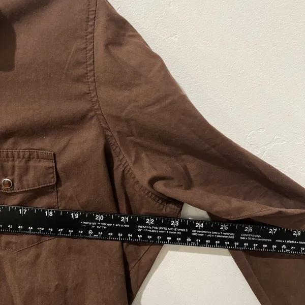 Wrancher by Wrangler Women's Brown Pearl Snap Western Shirt Long Sleeve XL y2k - Image 11