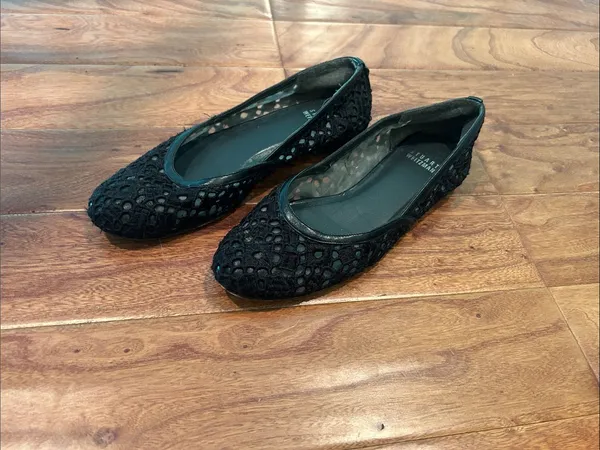 Stuart Weitzman Black Crochet Lace Ballet Flats Size 7.5 - Image 3