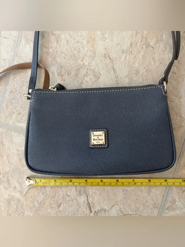 Dooney & Bourke Mini Crossbody Bag Navy Blue Saffiano Leather Gold Hardware Y2K - Image 5