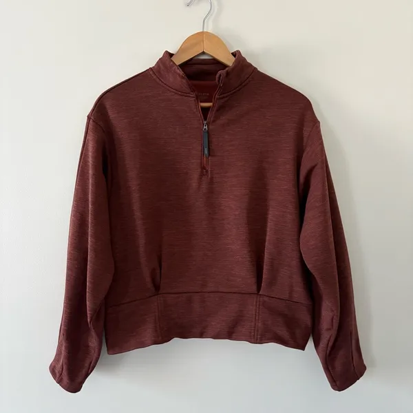 ATHLETA Altitude Polartec Half Zip‎ Sweatshirt Rust Size S Small - Image 15