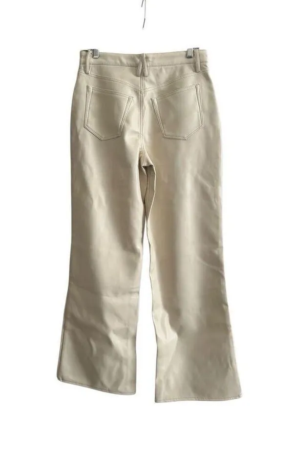 NWT GOOD AMERICAN Faux Leather PantsSz 6/29 Color Bone001 - Image 2