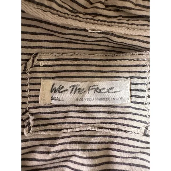 Free People Oversized Happy Hour Oxford Button Down Shirt Small Preppy Stripes - Image 10