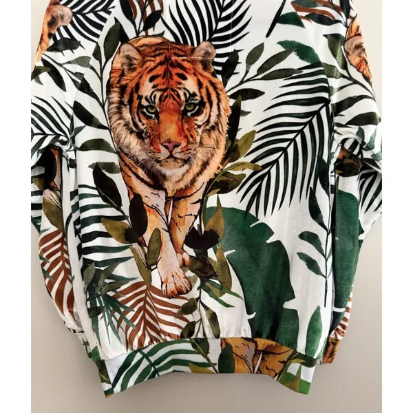 Aviator‎ Nation Velvet Tiger Pullover Crewneck White Unisex Size Small - Image 6