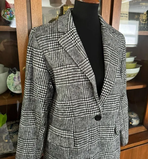 BOOHOO HOUNDSTOOTH CHECK WOOL LOOK BLAZER COAT - Image 5