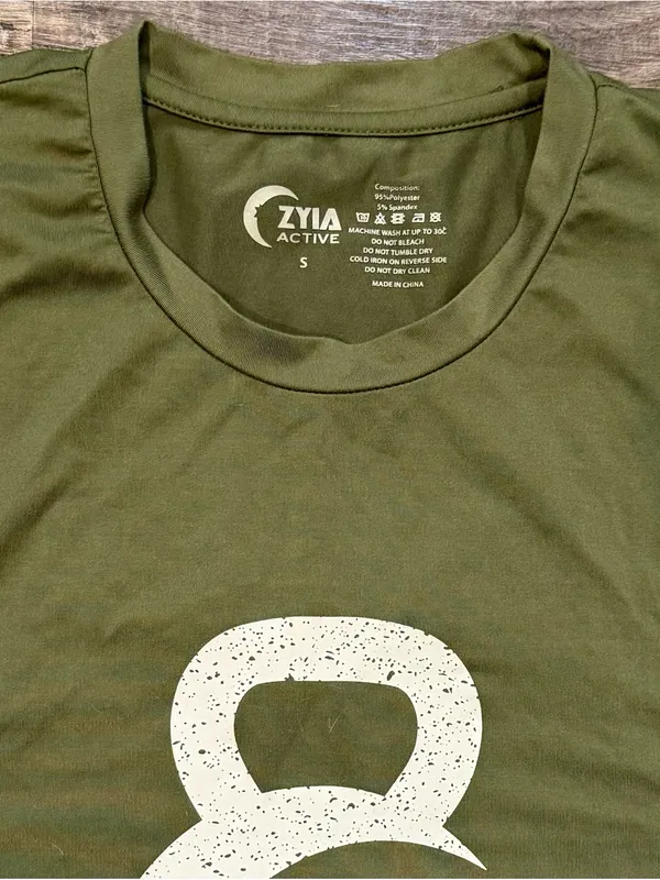 Zyia Active Kettle Bell Moon Logo Tank Tank Olive Green Soft Stretchy Small - Image 2