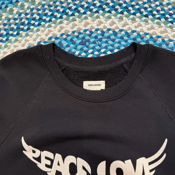 Zadig & Voltaire Diaz Peace Love Black Sweatshirt Mini Dress NWT Women's‎ L M - Image 6