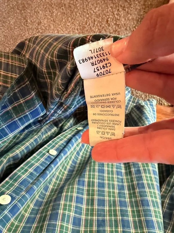 CHAPS Plaid Button Down Shirt Men’s Large Green Navy Red Oversized Preppy - Image 4