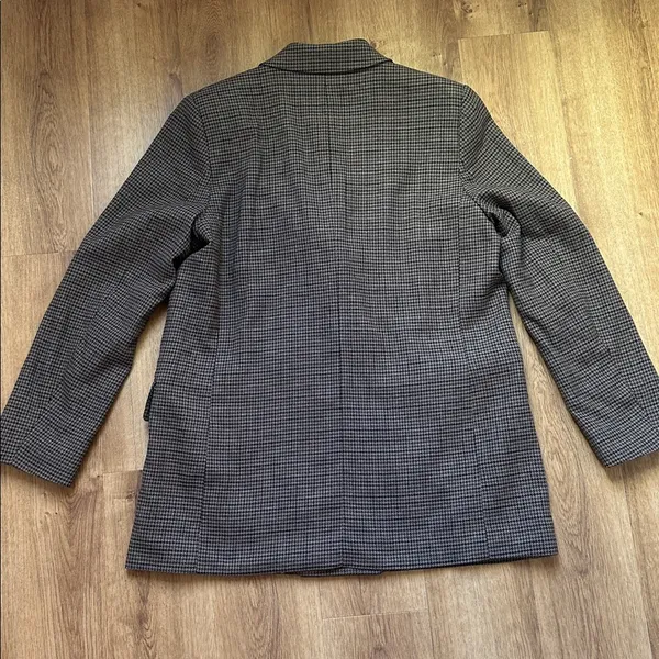 H&M Brown, Black, Tan,‎ Gray Houndstooth Oversized Blazr - Image 8