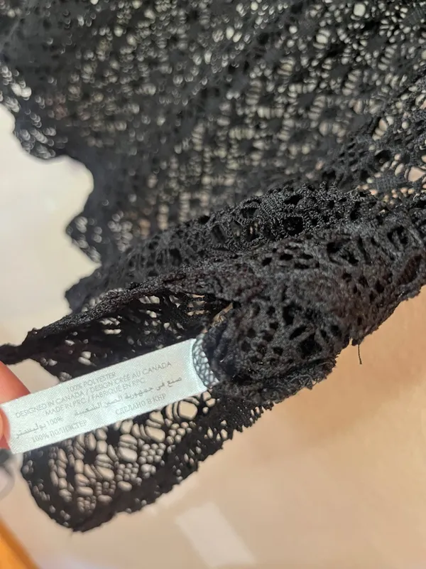 La Vie En Rose Swim Coverup Black Crochet knit style Size Large - Image 5