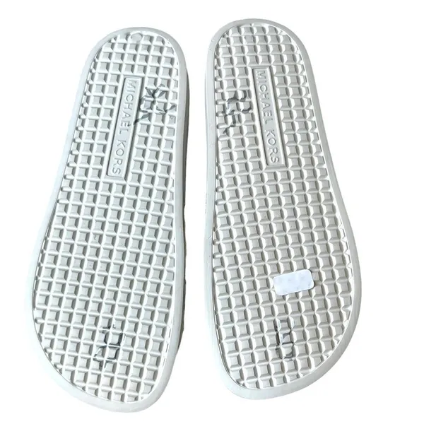 MICHAEL KORS Signature Vanilla Cream Floral Monogram Logo Slip On Slides - Image 8