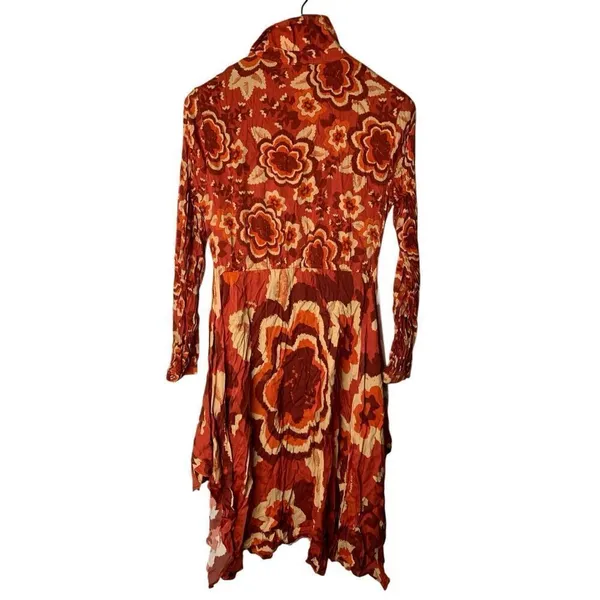 Farm Rio Long-Sleeve V-Neck Floral Midi Shirt Dress women's size medium - Image 3