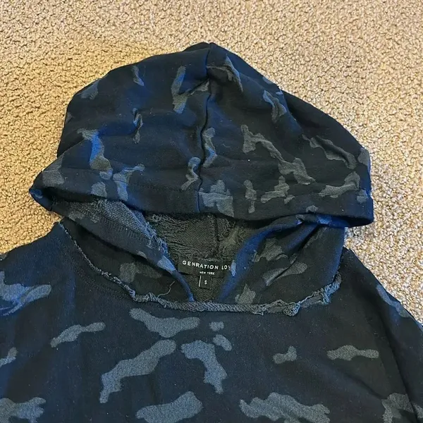 Generation Love Women’s Burnout Distressed Camouflage Hooded Sweatshirt Size S - Image 4