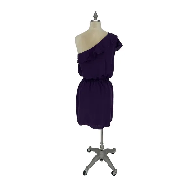 Chelsea Ruffle One Shoulder‎ Mini Purple Dress - L $98 - Image 2