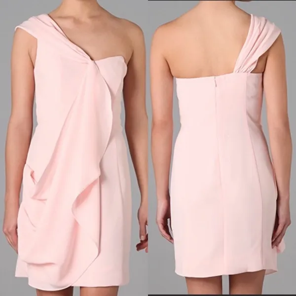 Shoshanna One Shoulder Draped Mini‎ Dress in Pink Size 0 - Image 2