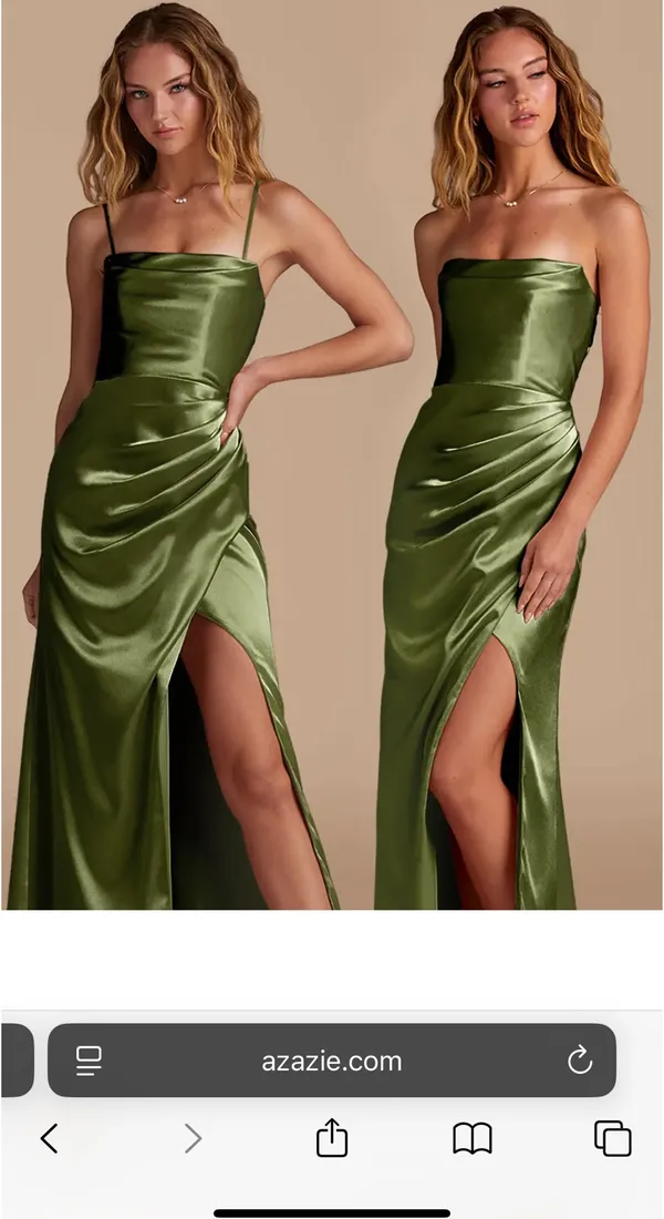 Azazie Bridesmaid Dress Olive - Image 3