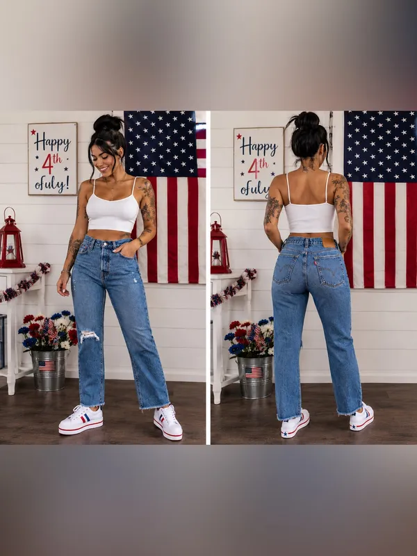 Levi’s Wedgie Straight Distressed Jeans - Image 2