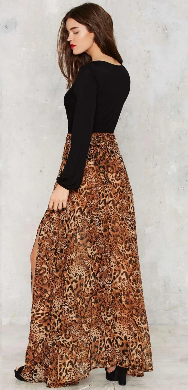 LIONESS NWT Princess Polly/ Nasty gal leopard animal print chiffon High Waisted maxi skirt - Image 12