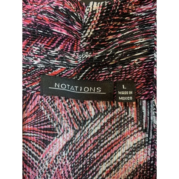 Notations Whimsigoth‎ Top Womens Large Black Pink Beaded Stretch Office Church - Image 4