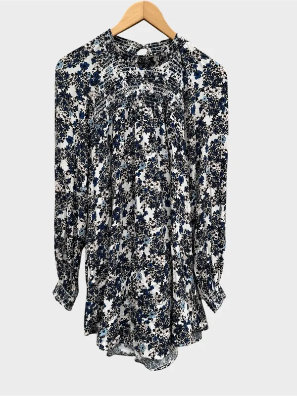 Free People Mock Neck Floral Smocked Yoke Tunic - Image 2