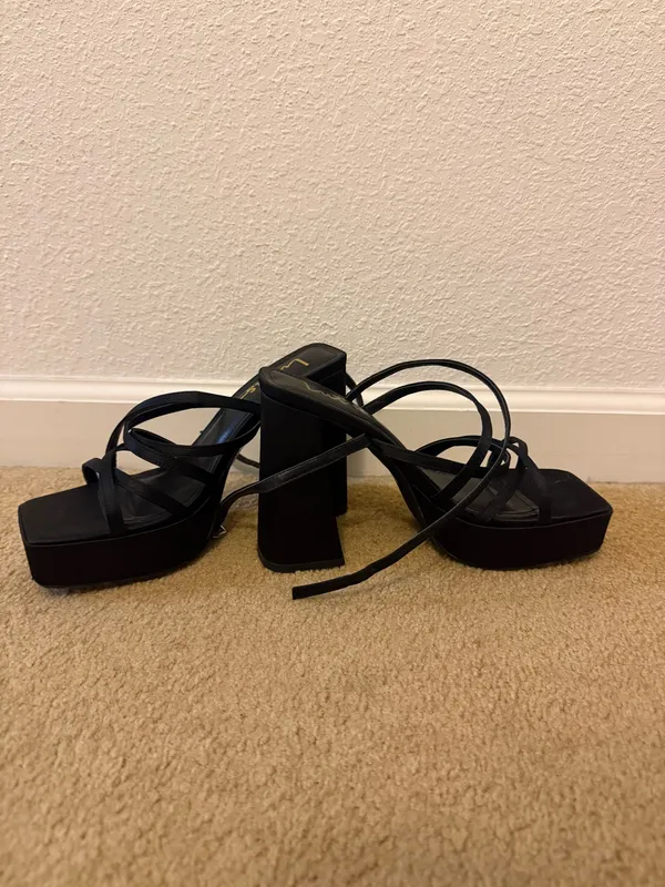 Lulus Black Strappy Heels in size 6 - Image 2