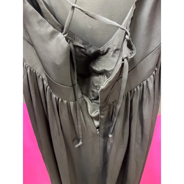 J.Crew‎ Black Satin V-Neck Lace-Up Back Maxi Dress G3513 Womens 12 NEW - Image 8