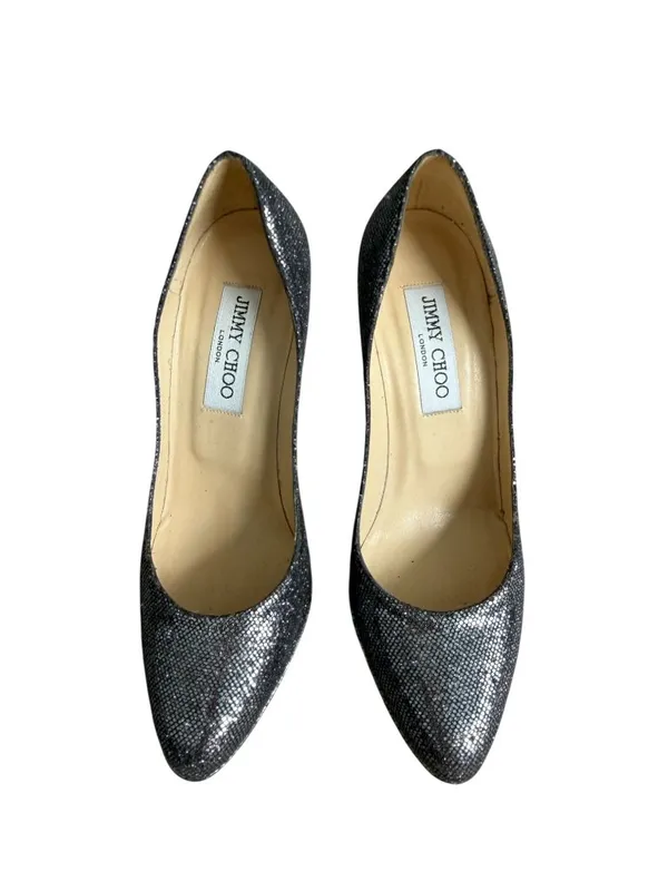 JIMMY CHOO Pewter Silver Metallic Heels Size 36 / US 6 - Image 8