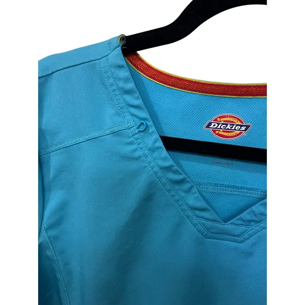 Dickies Womens V-Neck Scrub Top Blue Short Sleeve Medical Nurse Healthcare Large - Image 10
