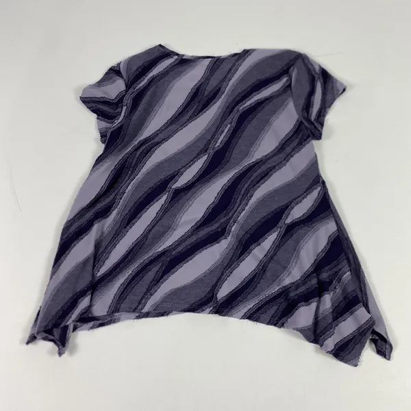 Simply Vera Vera Wang Shirt Womens Medium Purple Asymmetrical Hem Abstract‎ Top - Image 9