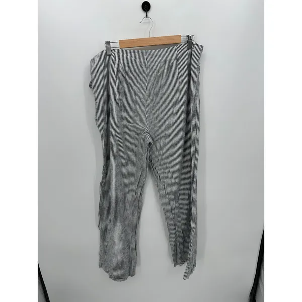 Michael Kors Black Striped Linen Wide Leg Pants Womens 16 Coastal‎ Resort - Image 2