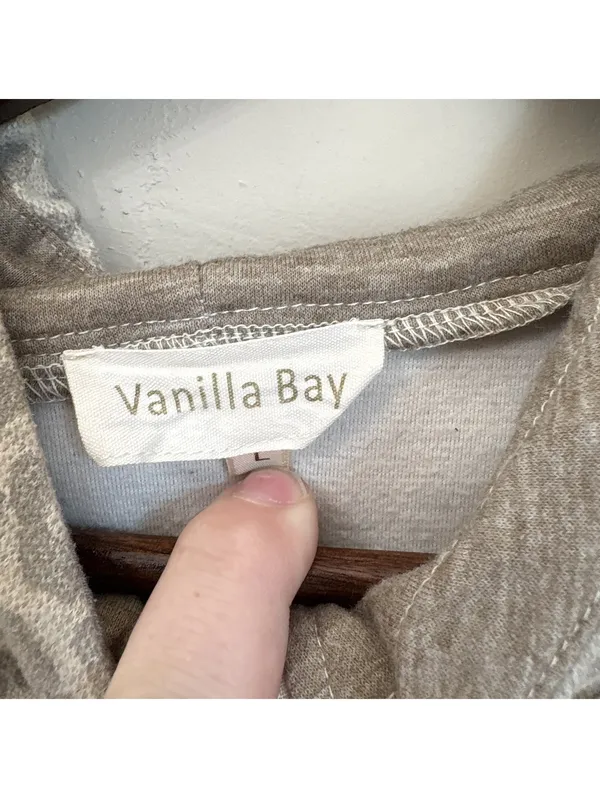 Vanilla Bay Womens Large Grey Leopard Print Half Zip Double Hooded Sweatshirt - Image 3