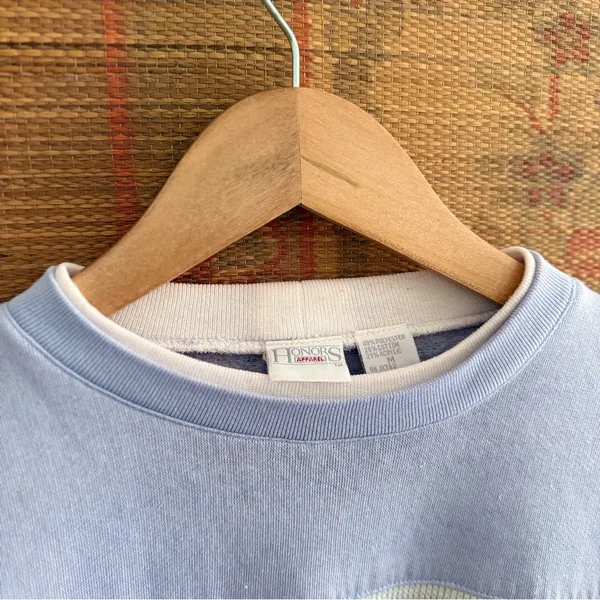Hanes Vintage 80s Argyle Knit Detail Lavender Purple Sweatshirt - Image 3