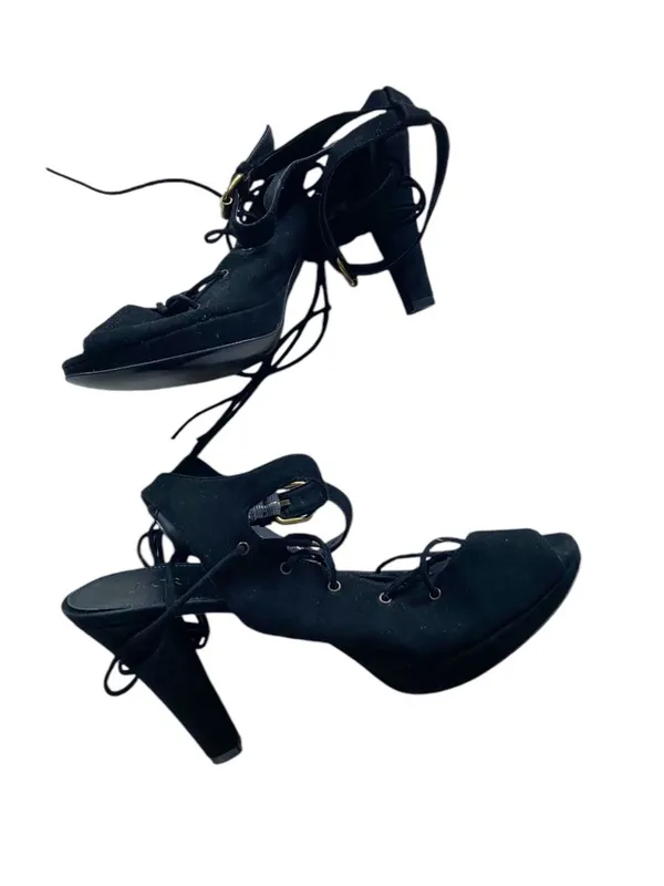 J.Crew Made In Italy Lace Up Heels Black Size 8 Whimsigoth Witchy Renaissance - Image 7