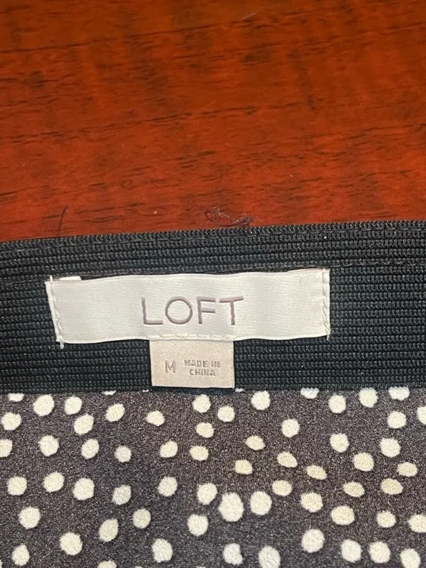 LOFT Polka Dot Midi Skirt Size M Black White Dalmatian Print A-Line High Waisted - Image 4