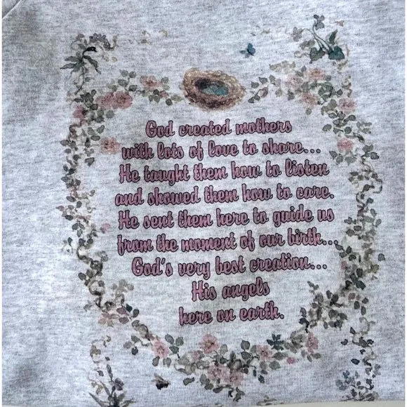 VTG 90s Hallmark God Created Mothers Sweatshirt Sz S? M? Bird Bee Butter… - Image 2
