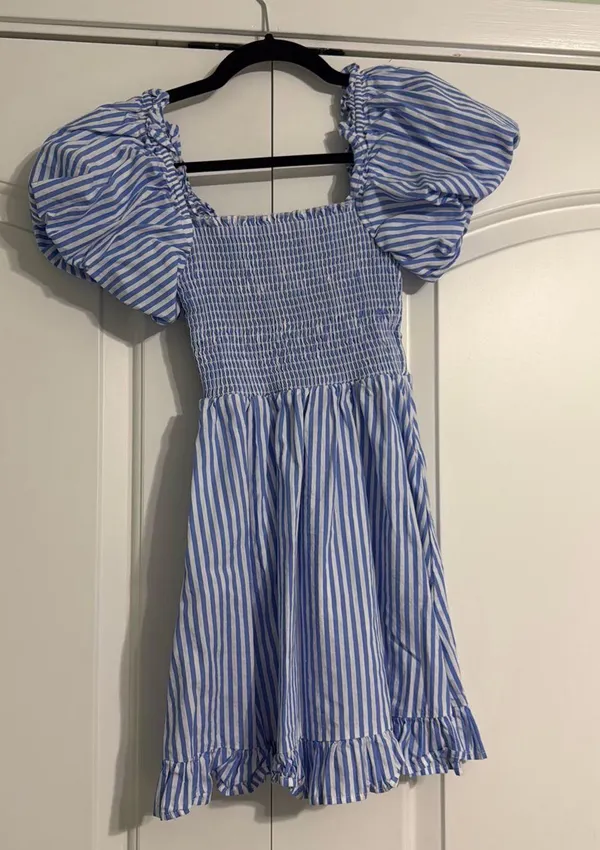 Olivaceous Blue And White Striped Dress - Image 4