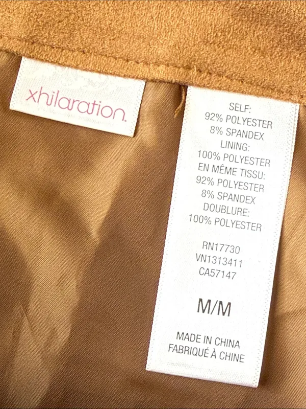 XHILARATION Snap-Front Faux Suede A-Line Mini Skirt in Camel Size Medium - Image 7