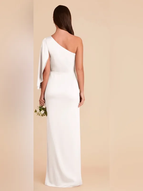 NWT Birdy Grey Christine One Sleeve Matte Satin White Gown Size Small - Image 3