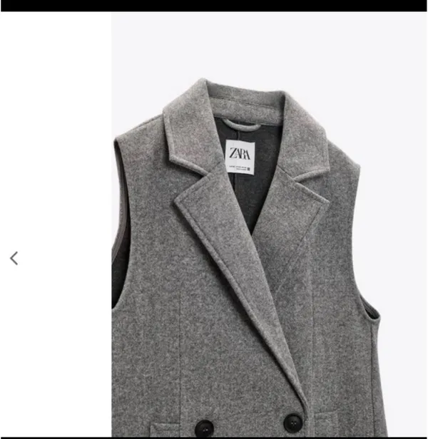Zara Cream Trousers with Gray Sleeveless Coat - Image 4